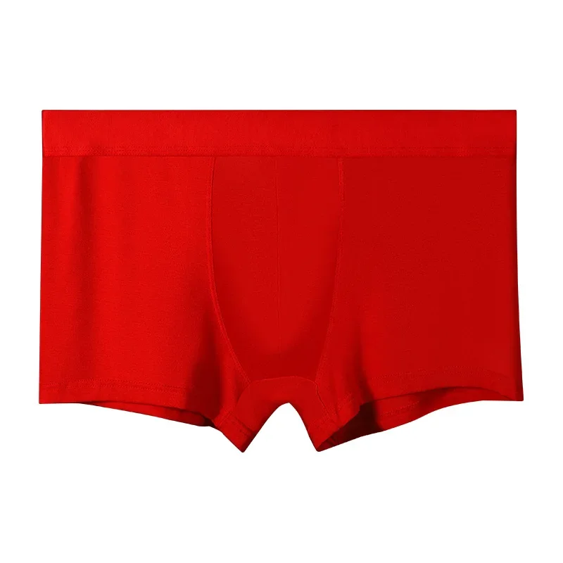 5PCS Men's underwear, men's briefs, all-cotton gifts for the Year of the Rabbit, bright red wedding, thin four-cornered trousers