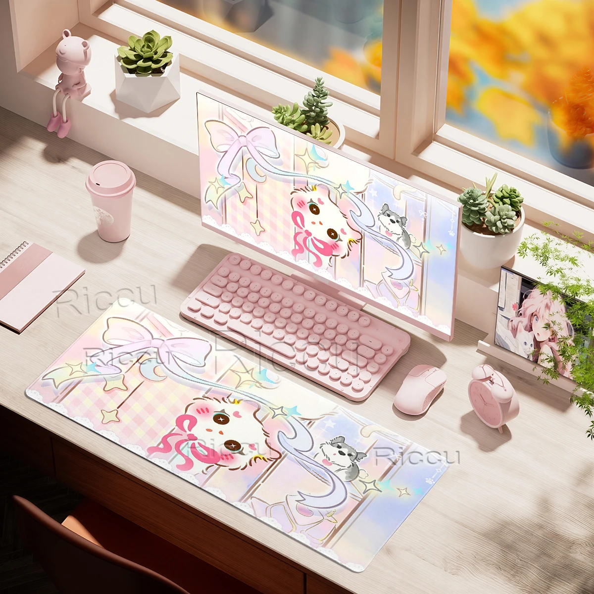 New Design Kawaii Kitten Extended Mouse Mat Cute Gamer Pc Accessories Desk Mat Rubber Aesthetics Playmats LockEdge Non-slip Base