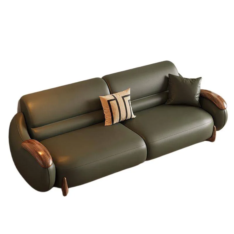 New leather sofa cowhide sofa villa new Chinese living room modern simple size apartment imported ebony