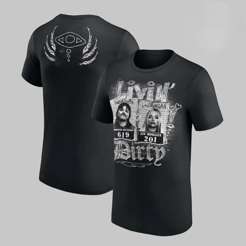 Dominik Mysterio and Liv Morgan Livin Dirty Cotton T-shirt UnisEX Ladies Fan Must-have Short-sleeved Top Fashion Summer T-shirt