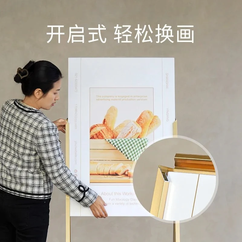 Portable display rack aluminum alloy billboard outdoor windproof display sign vertical folding KT plate rack promotional poster
