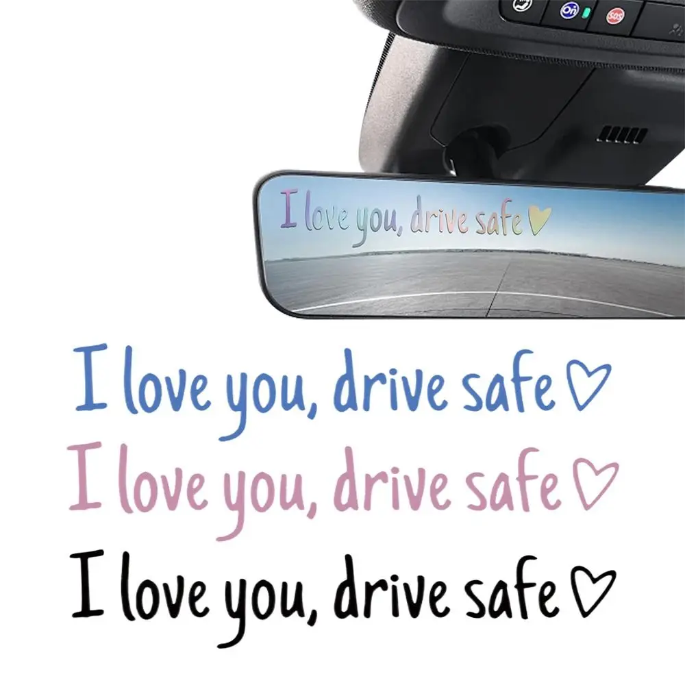 Waterproof Drive Safe Mirror Sticker Funny Decal Heart Design Rearview Mirror Sticker Mirror Decal Driving Safes Decal