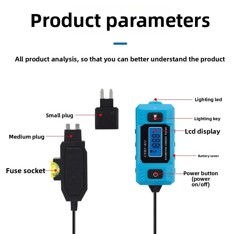 Lorvmed Twelve Volt Car Fuse Leakage Analyzer Automotive Electrical Circuit Fault Detector Instrument