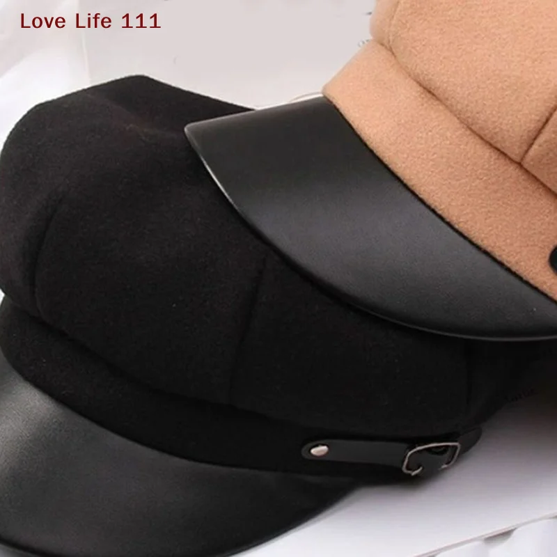 New Vintage Beret Newsboy Hat Adjustable Autumn Winter Hat Beret Octagonal Cap Soft Woolen Beret For Women Berets Painter Cap