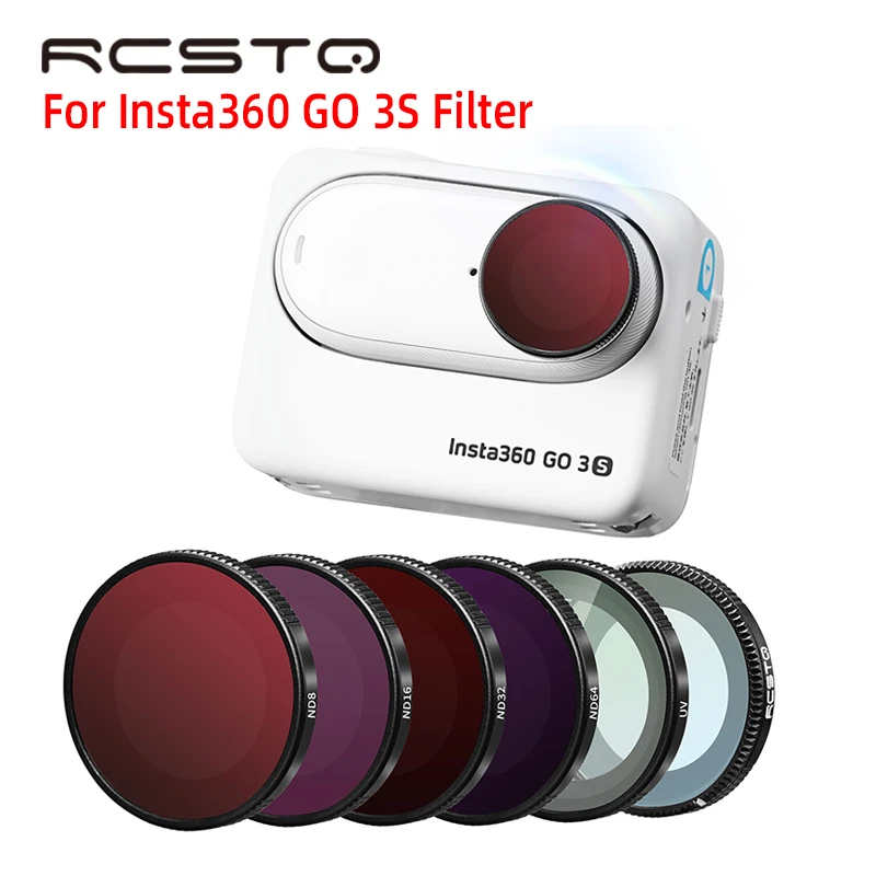 

RCSTQ For Insta360 GO 3S Lens Filter Action Camera Filters Set UV CPL ND8 ND16 ND32 ND64 For Insta360 GO 3S Accessories Kits