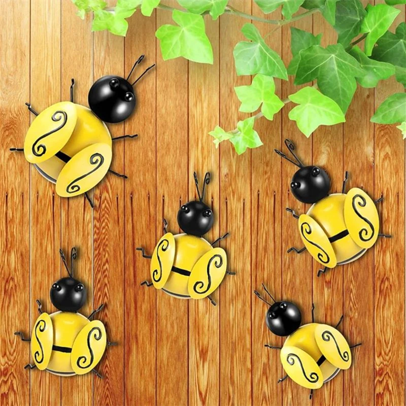 4/3/1PC Metal Iron Bumble Bee Ornament 3D Wall Art Outdoor Garden Decoration Lawn Ornaments Miniatures Home Decor Accessories