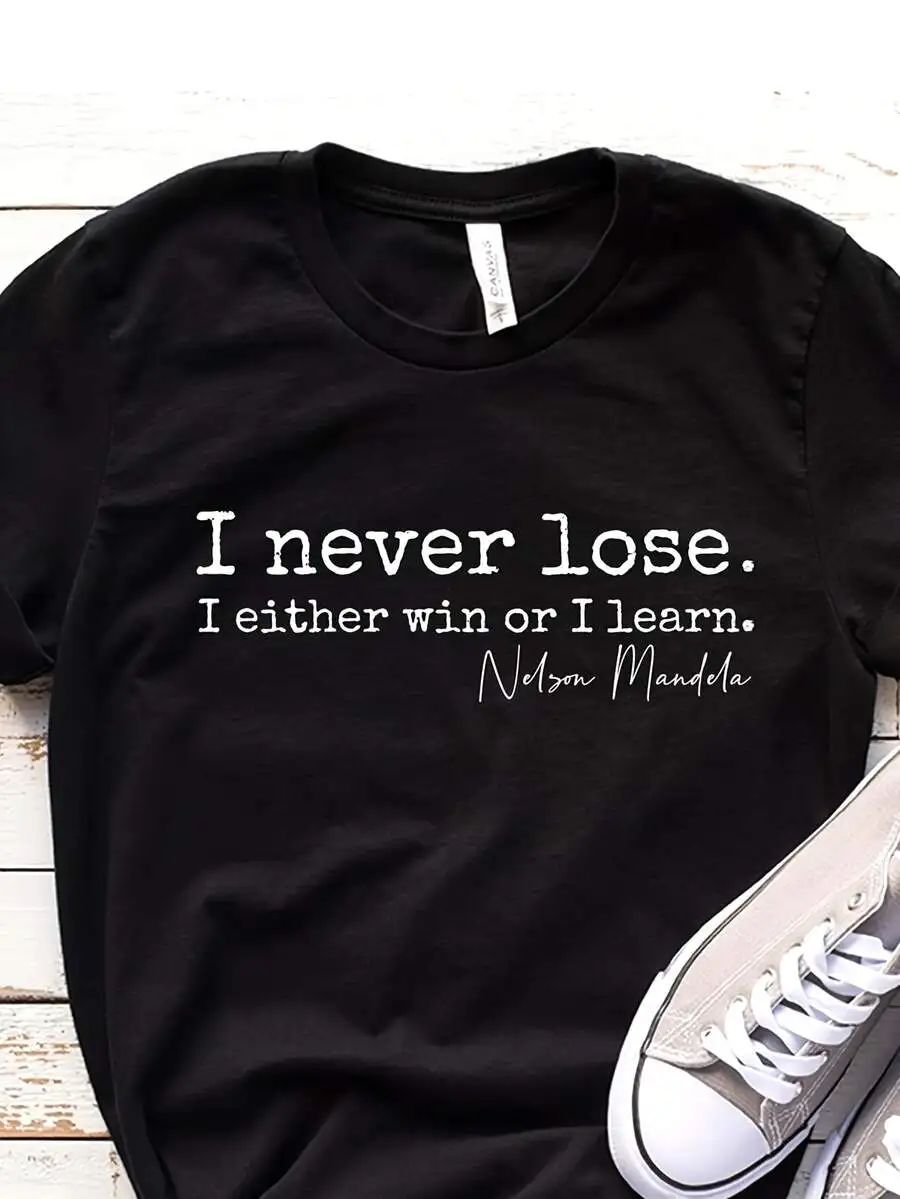 Retro Typewriter Font Inspirational T Shirt Women Oversized Slogan Printed Tee Plus Size O Neck Loose Casual Cotton Streetwear Tops