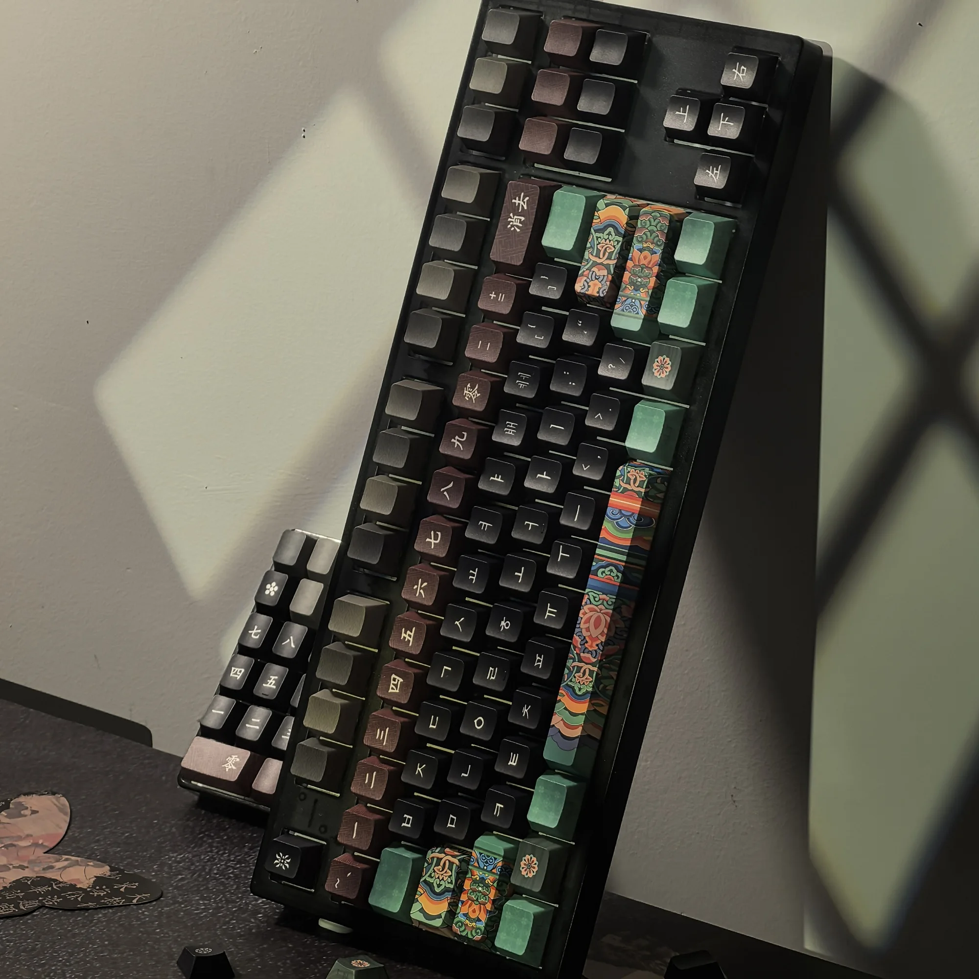 

Korean Keycaps Cherry Profile Dancheong Side Engraved Translucent Retro Architecture Keyboard Cap PBT Custom Hangul Keycap 단청 키캡