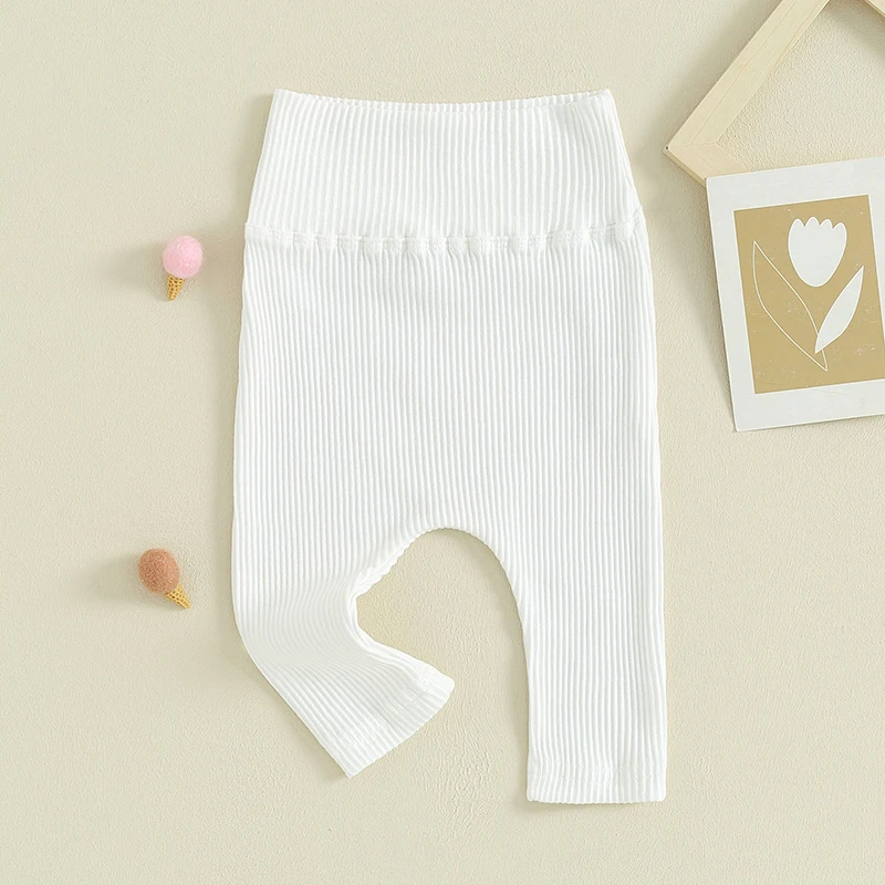 

Toddler Baby Pants Solid Color Elastic High Waist Bottoms Casual Trousers for Newborn Infant