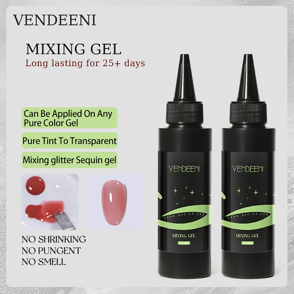 Vendeeni Large Capacity Functional Top/Base Coat Gel Chrome Build Extension Gel Nail Polish Black White Varnish TPO/HEMA FREE