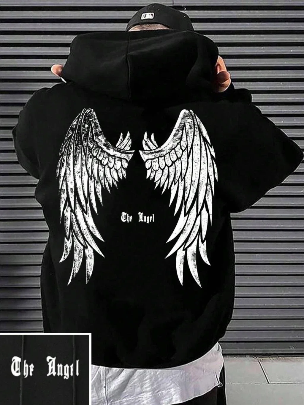

Men's printed hoodie with angel wings or collar all matched hoodie wide fashion hoodie daily comfort basic autumn clothing