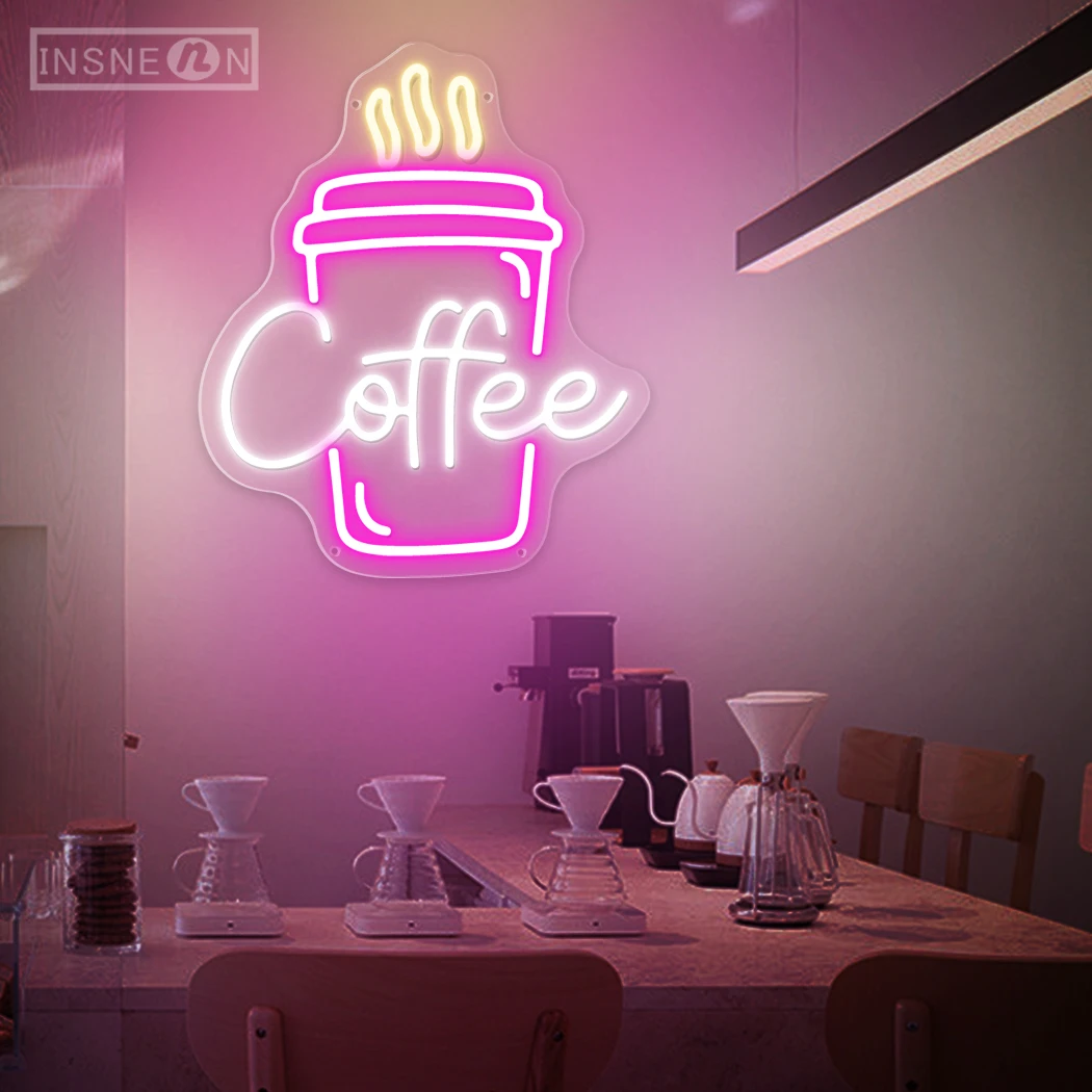 

Coffee neon sign LED signboards for café restaurant studio beverage shop advertising for business cafeteria wall decor light