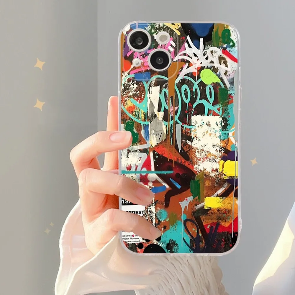 Graffiti Phone Case For iPhone 14 13 12 Mini 11 Pro XS Max X XR SE 6 7 8 Plus Soft Silicone Cover