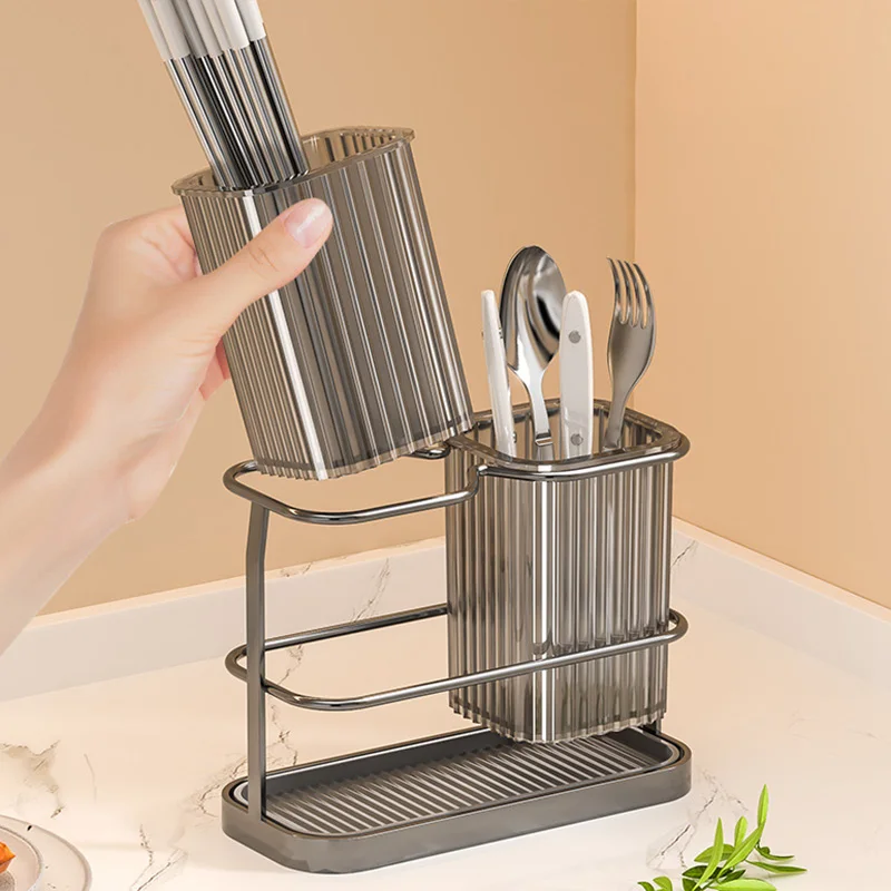 Kitchen Desktop Tool Holder Cutlery Storage Rack Spoon Fork Holder Chopsticks Organizer Stand Kitchen Metal Cutlery Drain Rack