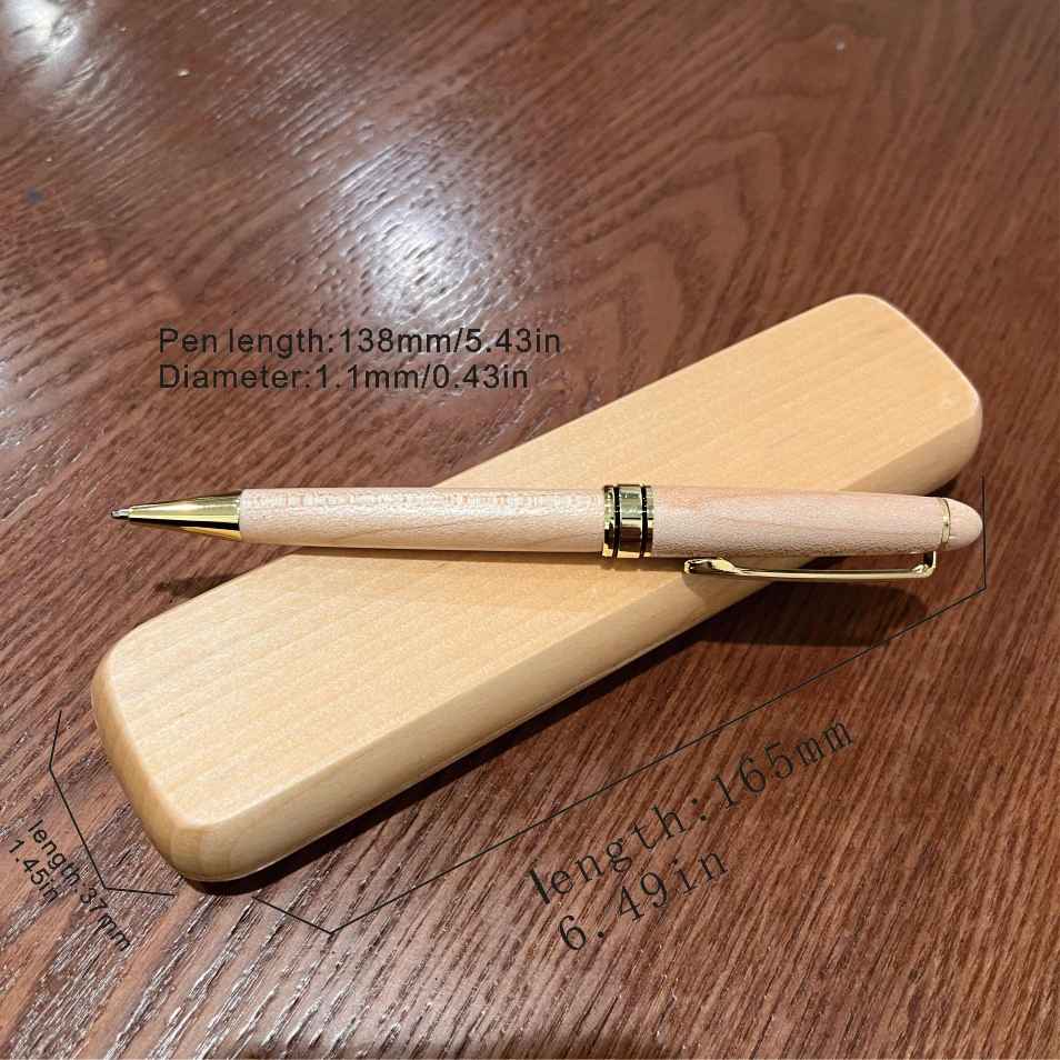 1 ball pen + 1pen box wooden ballpoint pen gift with case Elegant Office Gifts for Employee Office School Teacher （black ink ）