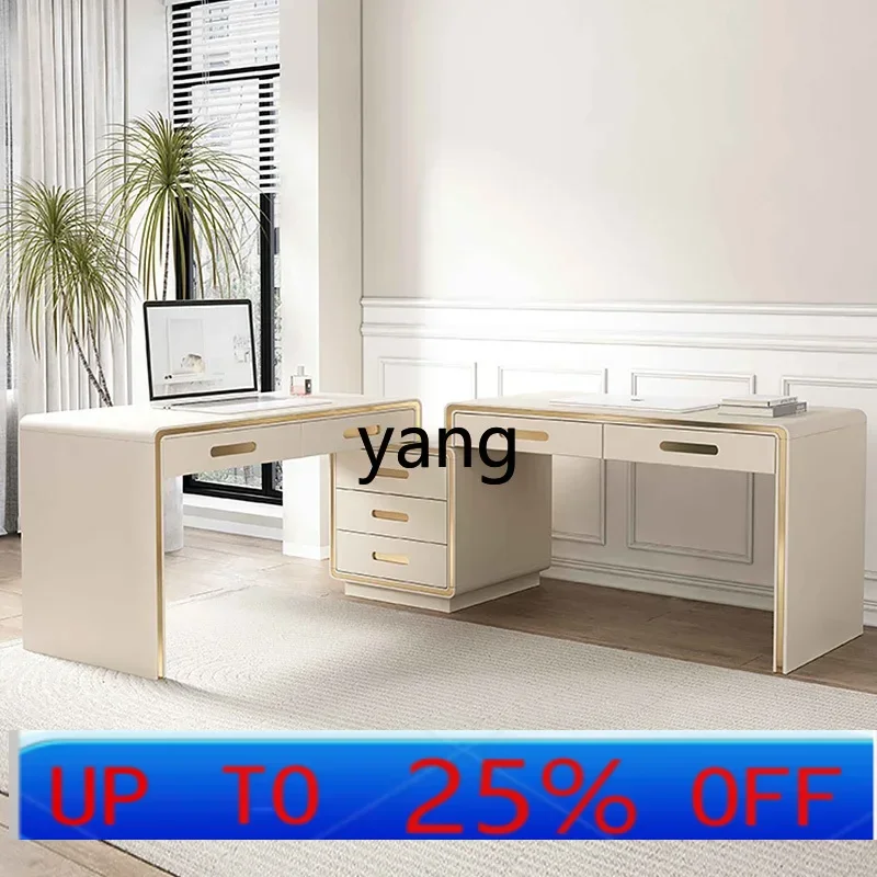 

LH light luxury modern simple double desk computer desktop table home with drawers