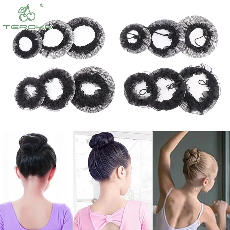 1Pcs Hairnet Bun Cover Snood Women Hair Net Ballet Dance Skating Crochet Rhinestone Styling Headwear Accessories