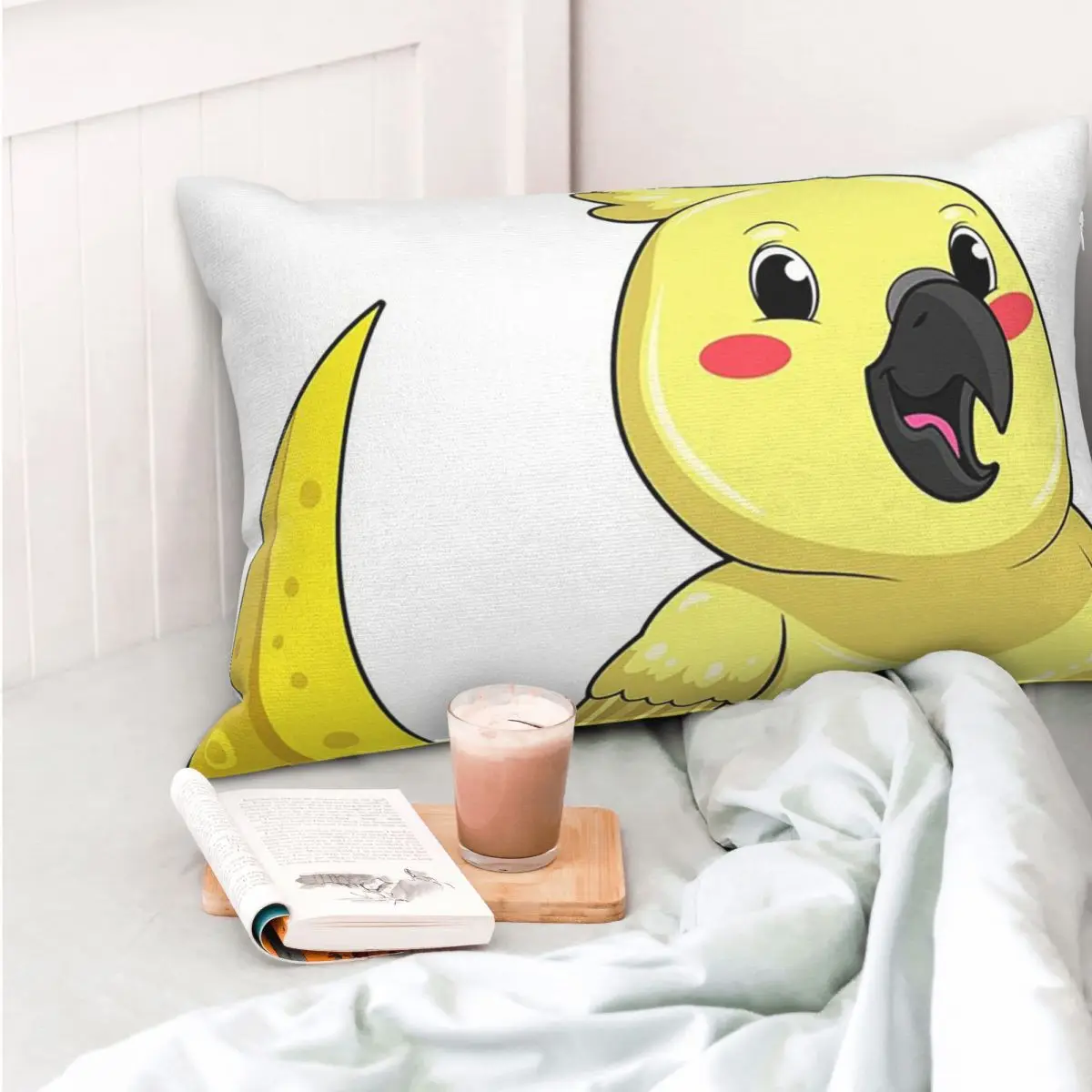 Cockatoo Cockatiel Parrot With Moon Rectangle Pillowcase Cushion Cover Decor Bedroom Bed Home Comfort Throw Pillow