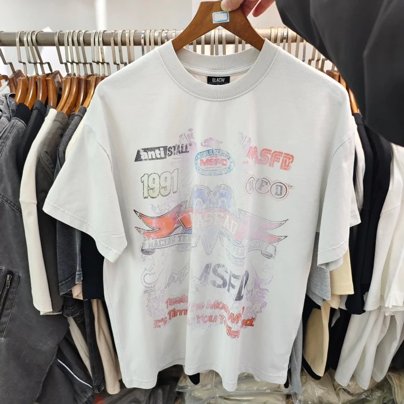 

Футболка с рисунком Y2K 1991, мужская белая уличная футболка большого размера с ретро-значкой