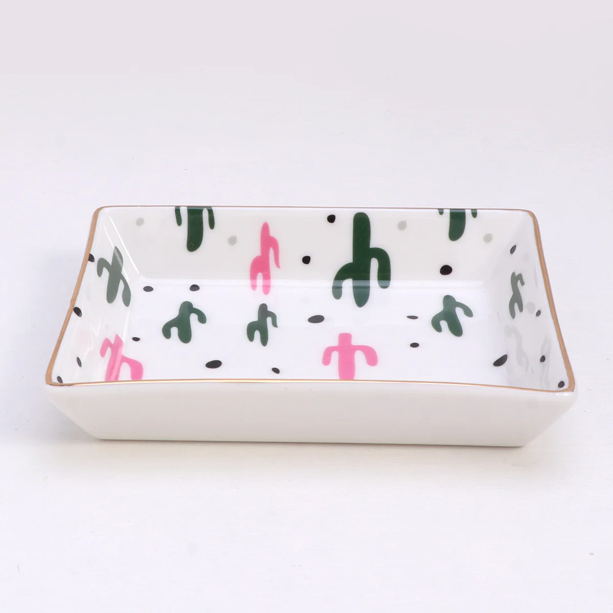 

Ceramic Jewelry Tray Cactus Pattern Premium Quality Organizer Dish for Rings Necklaces Bracelets Anniversary Home Decor