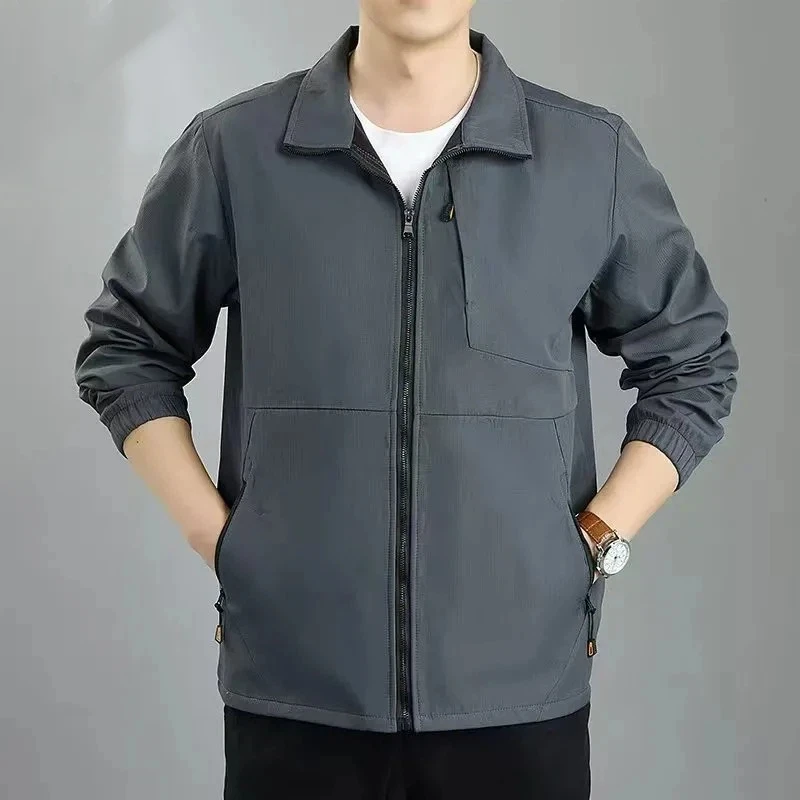 

New Spring Autumn Men's Small Checkered Jacket Waterproof Outdoor Sports Leisure Wear-resistant Workwear Loose Top Jacket