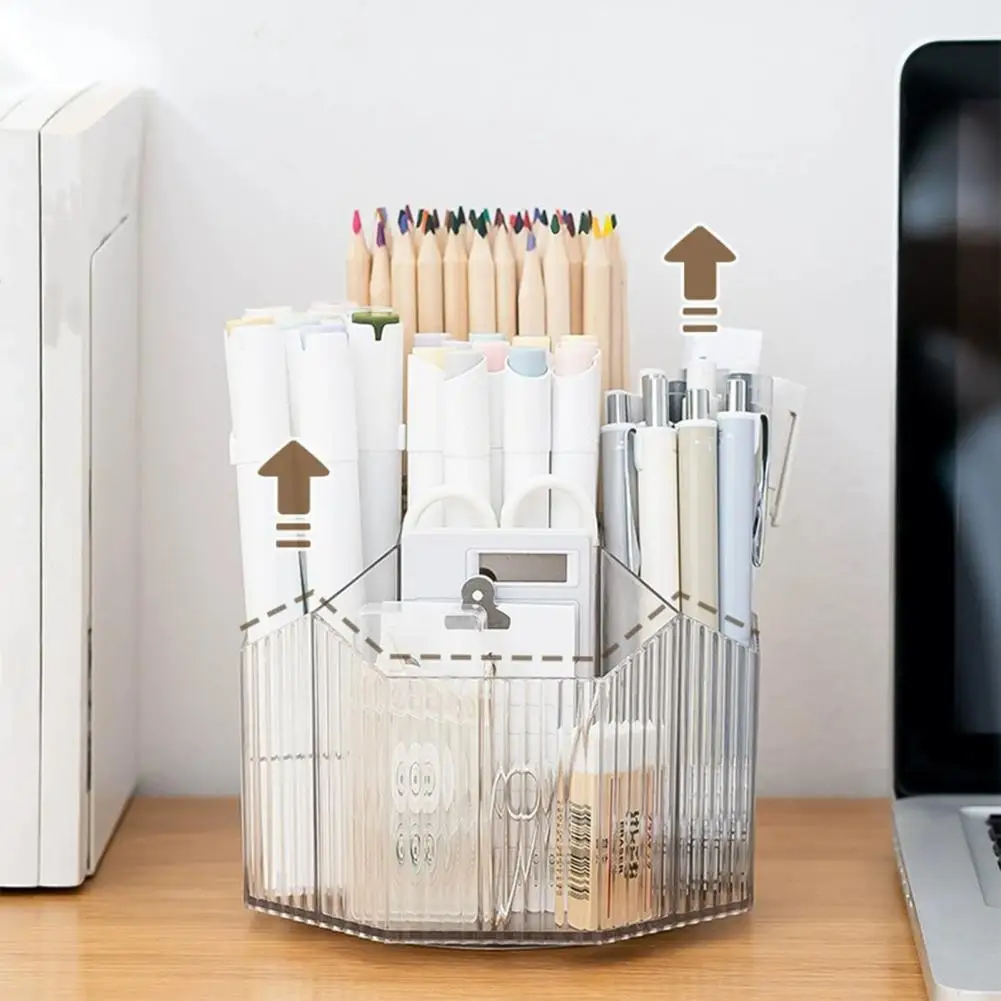 Rotating Pen Holder Versatile Pen Holder 360° Rotating 5 Compartments Capacity Ideal For Home School Office Desktop