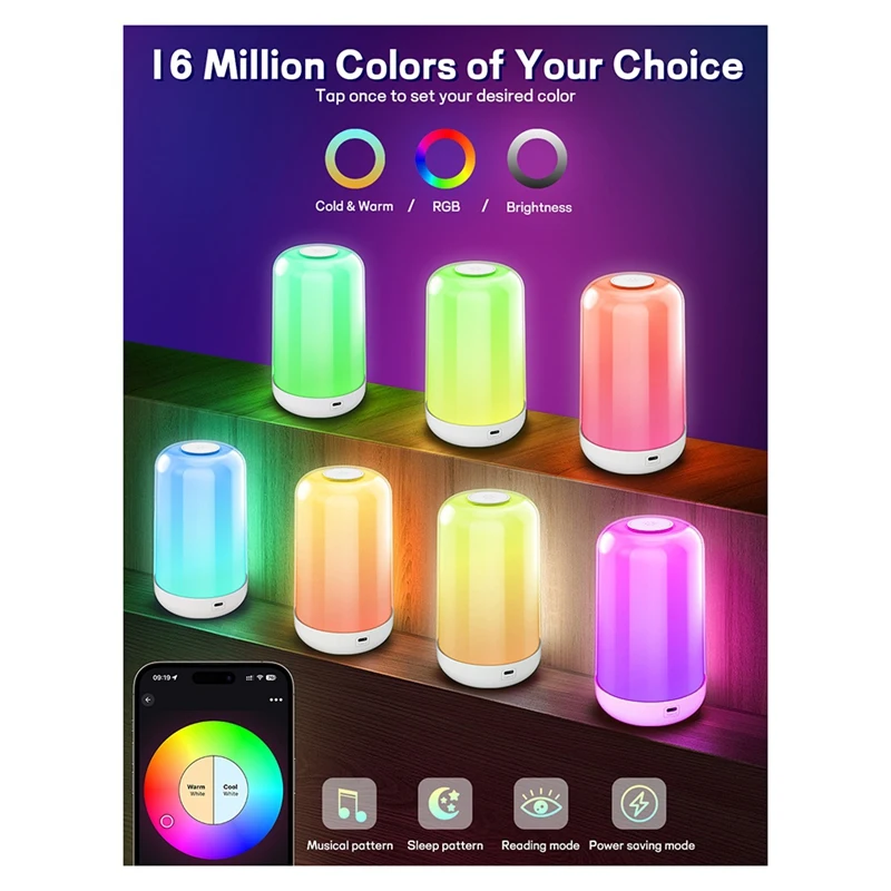 Smart Wireless Dimming And Color 3600Ma Battery Charging Touch Music Atmosphere Bedside Mother And Baby Night Light