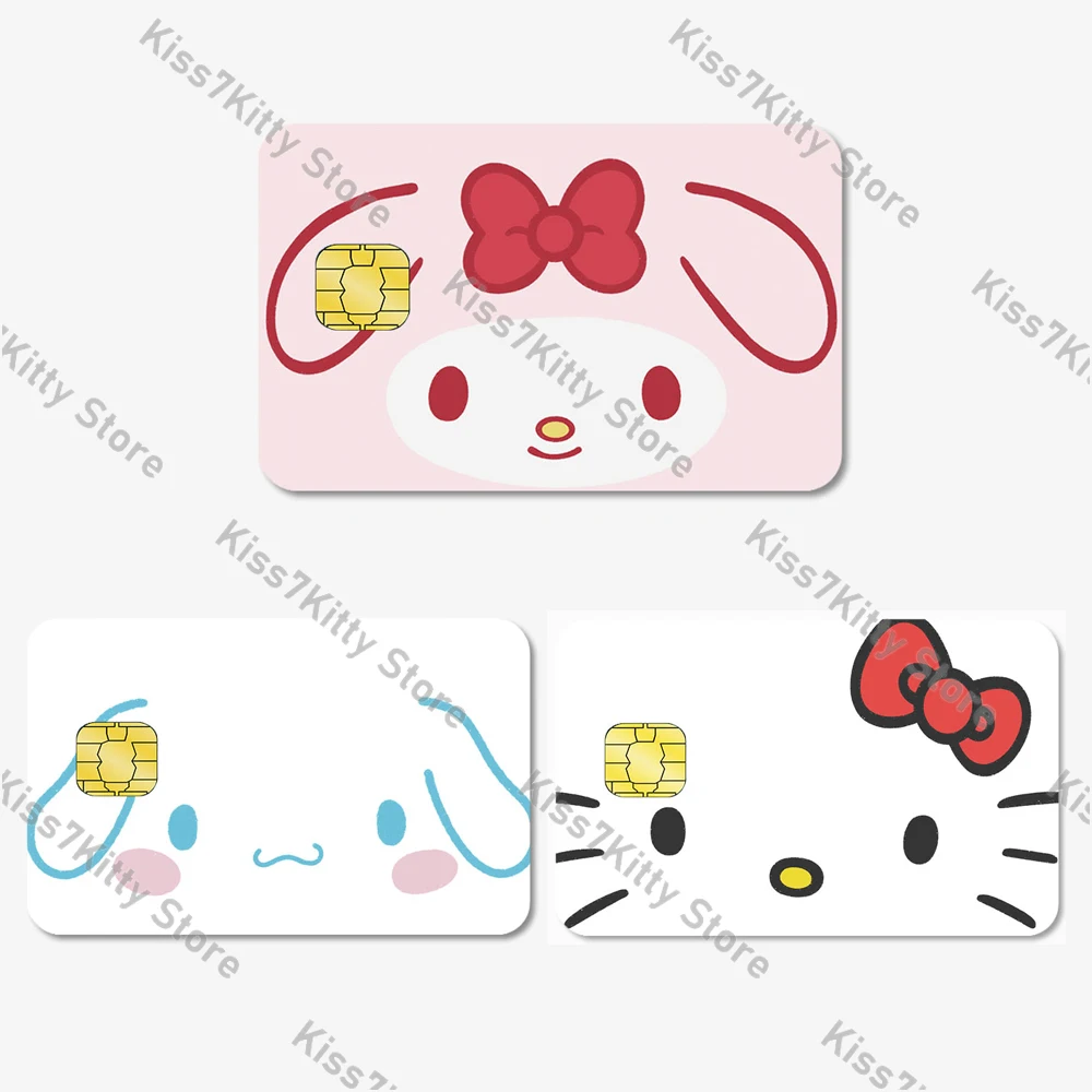 3pcs/set Sanrias Credit Debit Card Sticker Anime Kuromi Cinnamoroll Diy Waterproof Sticker Pochacco Cartoon Card Film Tape Skin