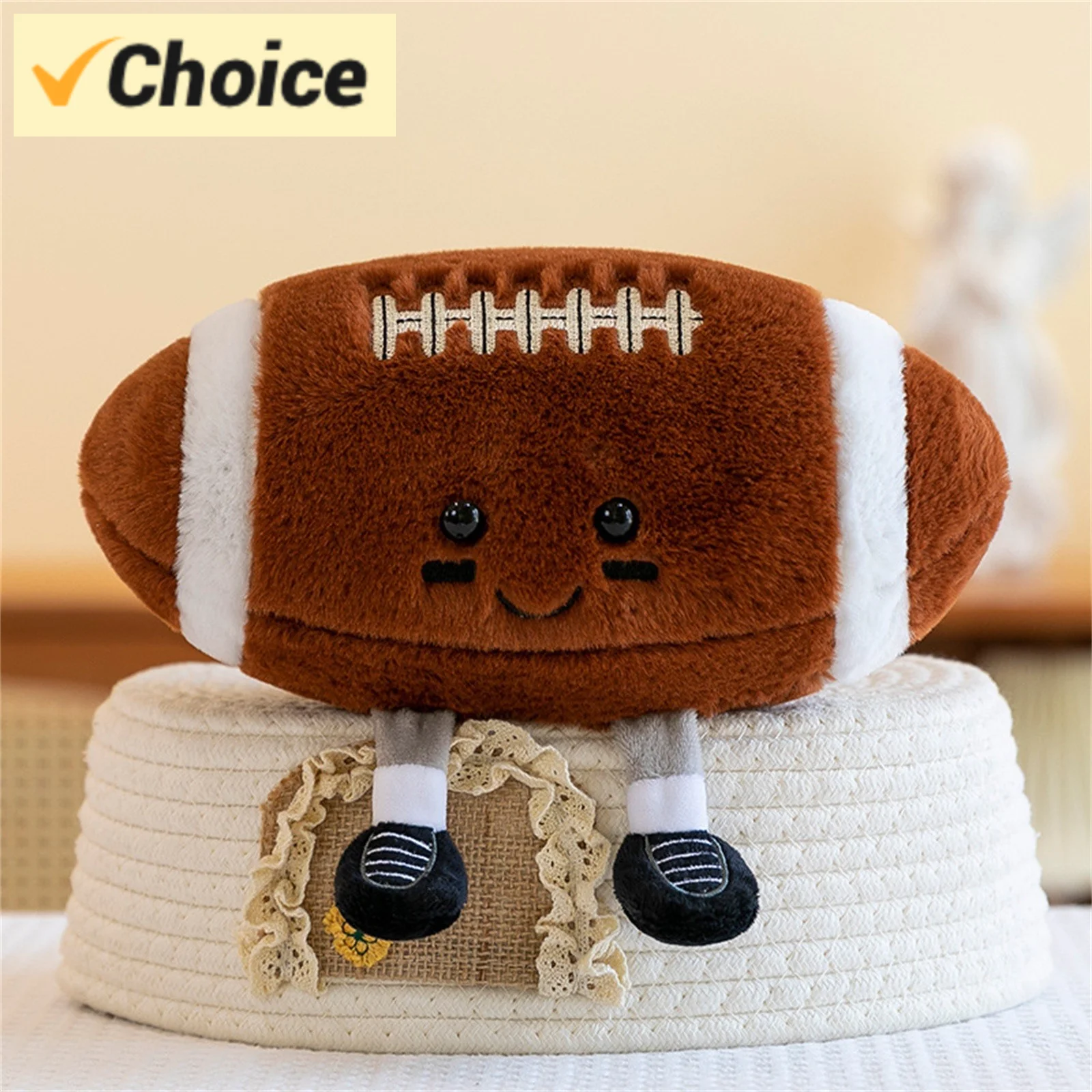 JELLYCAT 9.8 inch Amuseables Sports Rugby Ball Stuffed Sports Balls Toy Creative Football Doll Fun Cute Plush Doll Toy Plush Stu