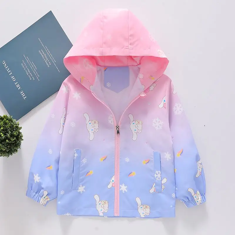 Śliczny Cinnamoroll Sanrio Płaszcz dziecięcy Anime Drukowanie Kardigan Płaszcz Cartoon Hoody Kurtki outdoorowe Długi rękaw Odzież wierzchnia Prezent