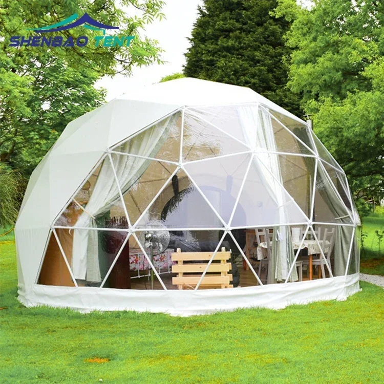 PVC Prefab Glamping Tent Igloo Geodesic Dome Tent  Waterproof Igloo Camping Geodesic Dome House Tent