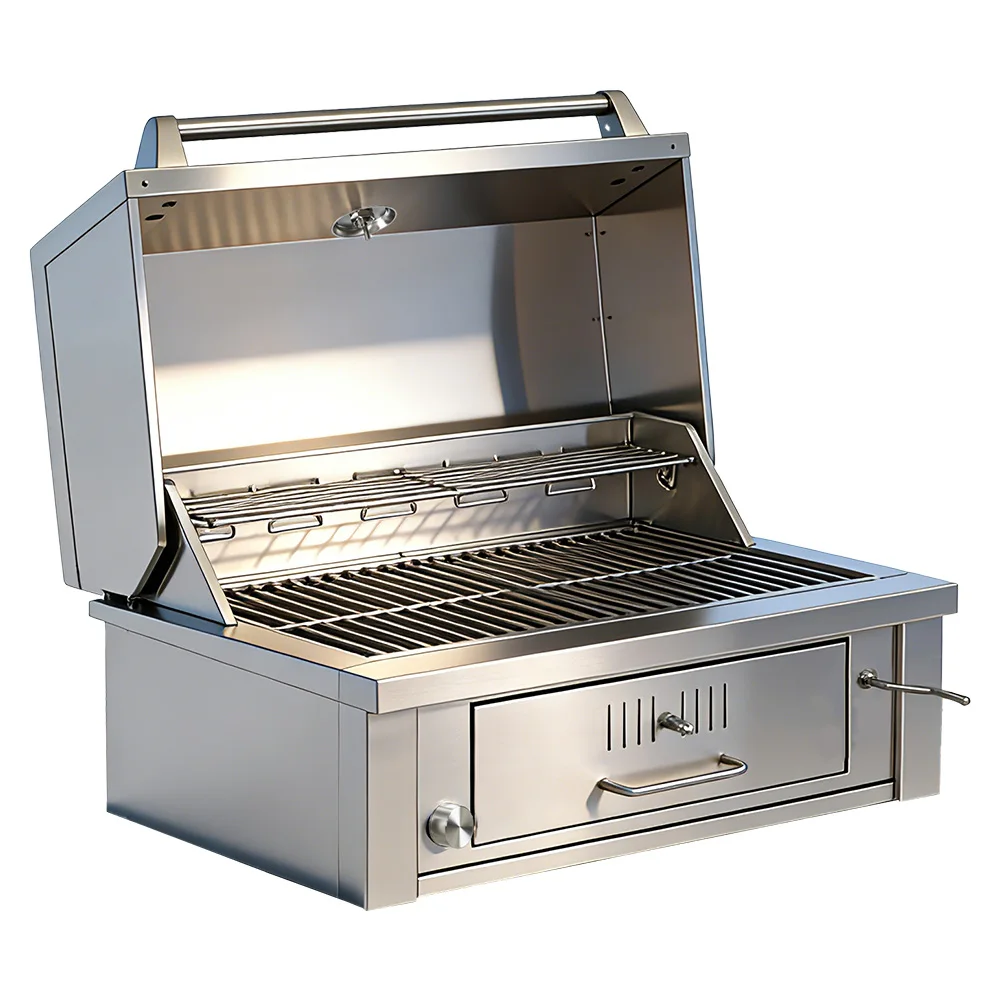High-end Built-in SUS304 Outdoor Kitchen Household Garden Party Withdrawable Single Drawer Height Adjustable Charcoal BBQ Grill
