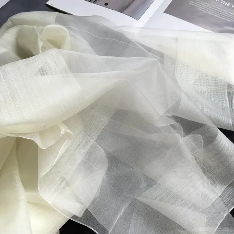 Off White Silk Wool Scarf Spring Autumn Thin Shawl Breathable and Fluffy Plant Dyed White Light and Elegant Fashionable Elegant