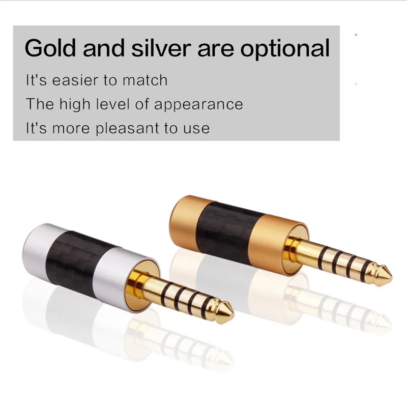 YYTCG 4.4mm 5 Pole Earphone Plug Carbon Fiber HiFi Headphone Wire Connector Metal Adapter Audio Jack Balanced Wire Connector