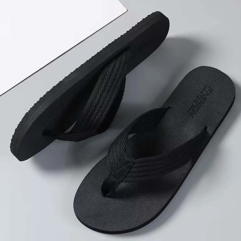 

1 Pair Sandal Soft High Elasticity Flip Flops Anti-slip Thickened Flat Bottom Slippers Resilience TPR Beach Flip Flops Pool
