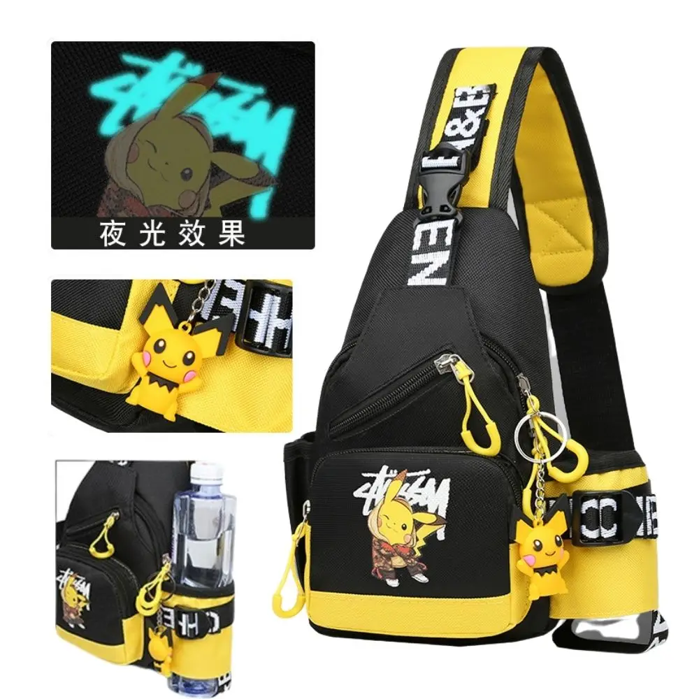 Pokemon Pikachu Casual Mobile Phone Shoulder Bag Men\'s Women\'s Style Canvas Youth Athleisure Backpack