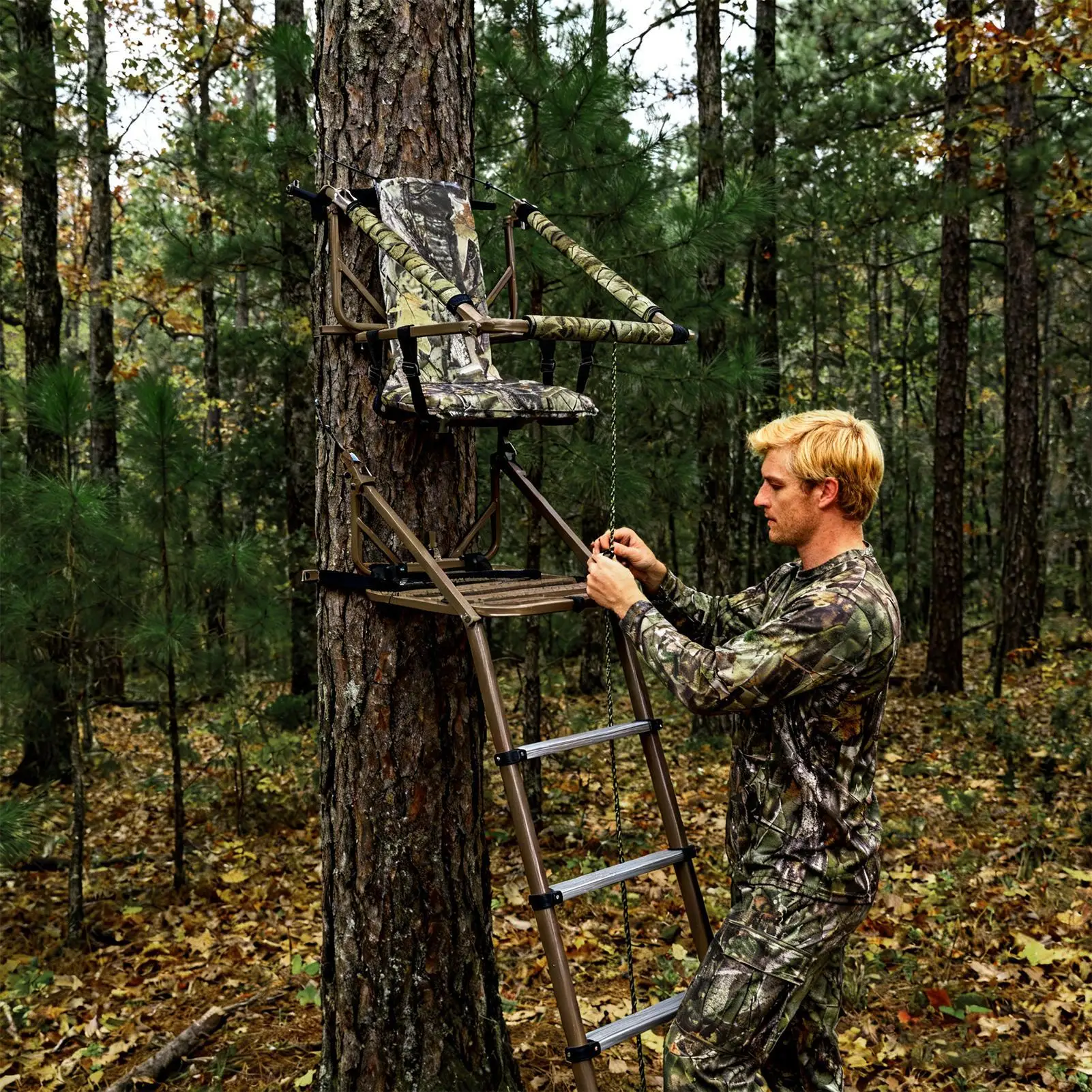 سلم حامل الملحقات عدم الانزلاق التمويه حامي ترايبود الغزلان حامل حماية الوسادة للتخييم في الهواء الطلق الرياضة تسلق الراحة