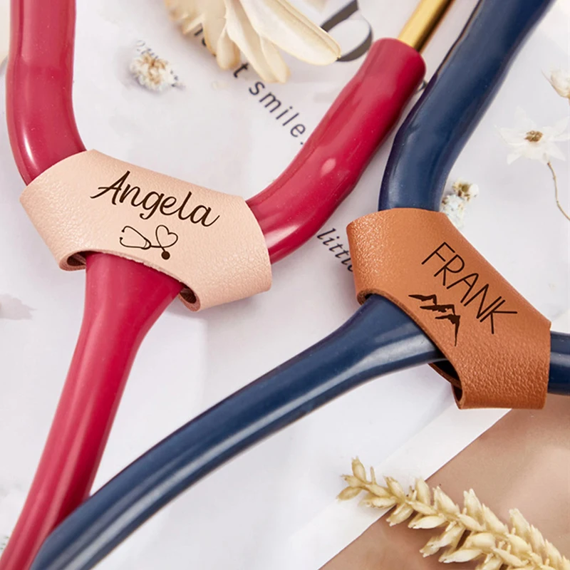 Personalized Stethoscope Case Engraved Name Tag for Nurses And Doctors PU Leather Storage Bag Home Organization Tools