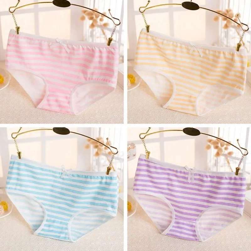 Kawaii Lolita Mädchen japanische Anime Stil Cosplay Frauen Höschen Slips mit Schleife Unterwäsche Unterhose blau rosa weiß Streifen Geschenk
