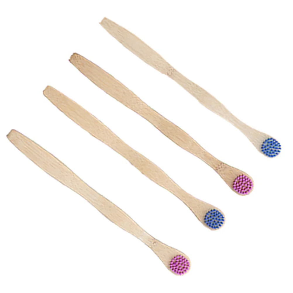 

4pcs Natural Tongue Brush Boots Bamboo Coated Tongue for Deeply Cleaning Tool (Blue and Violet for Each 2pcs)