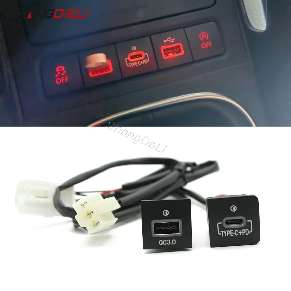 

Автомобильное USB-зарядное устройство типа C PD Quick Charge QC3.0, адаптер для зарядки телефона, розетка для VW Golf 6 MK6 Jetta 5 Scirocco 2006-2012