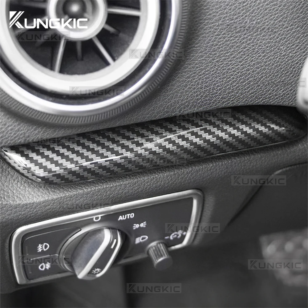 

For Audi A3 S3 RS3 2014 2015 2016 2017 2018 2019 2020 Car Dashboard Panel Strip Trim Sticker LHD ABS Carbon Fiber Pattern