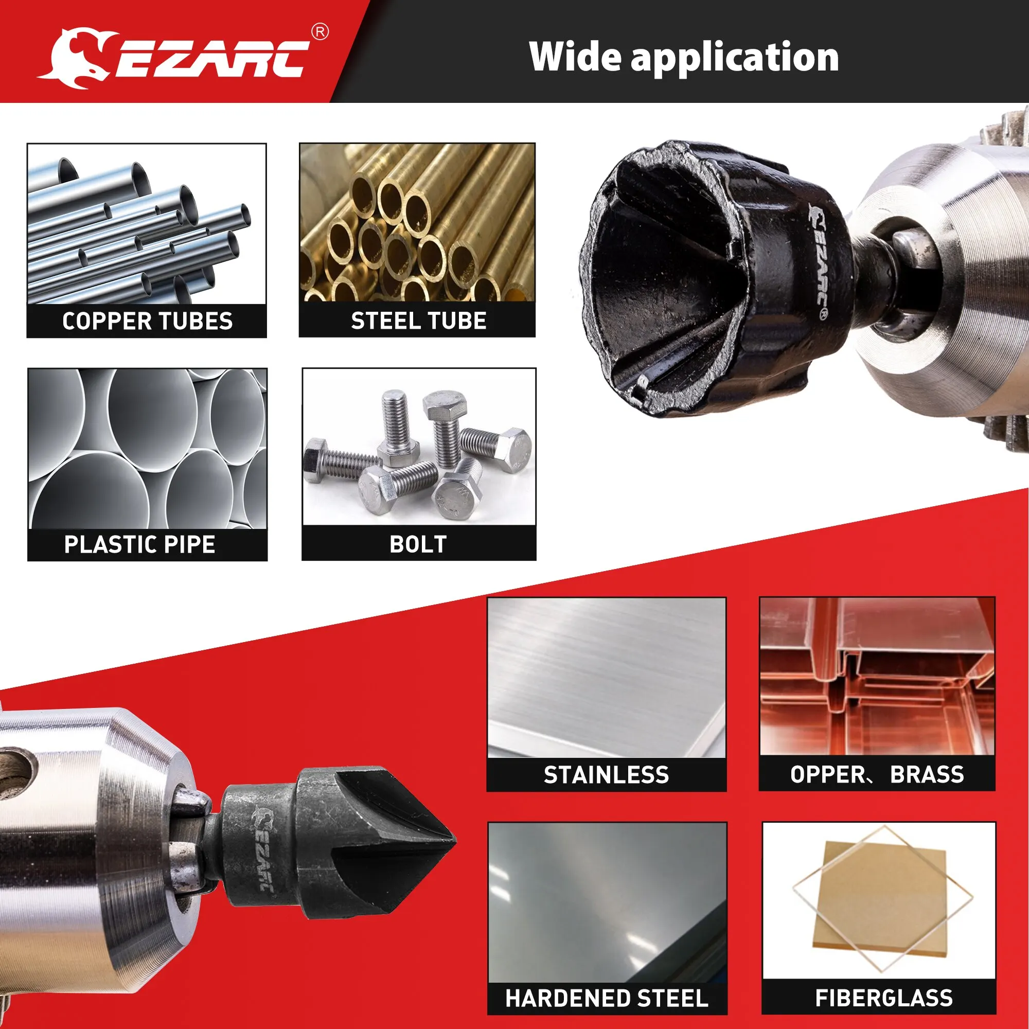 EZARC Ontbramen Extern Afschuining Gereedschap, 2 STKS Ontbramen Afschuining Gereedschap, Interne Verzinkboor Boor, Verwijder Braam Past voor 3-19mm