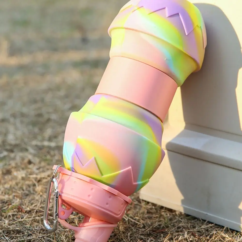 With Carabiner Silicone Folding Cups Silicone Multifunction Sport Water Bottle Large Capacity Anti-fall Portable Water Bottle view 4