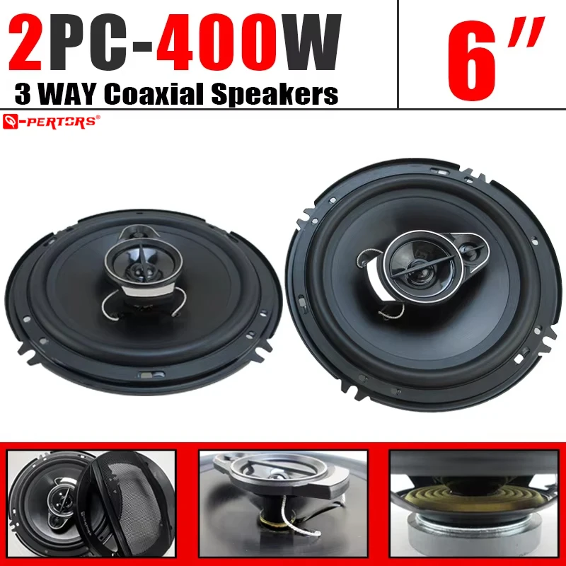 

1Pair 6inch (2X 400W) 800W Car Stereo Speakers 3 Way Coaxial Audio Car Full-Range Stereo Speaker Bass Vehicle Door Subwoofer