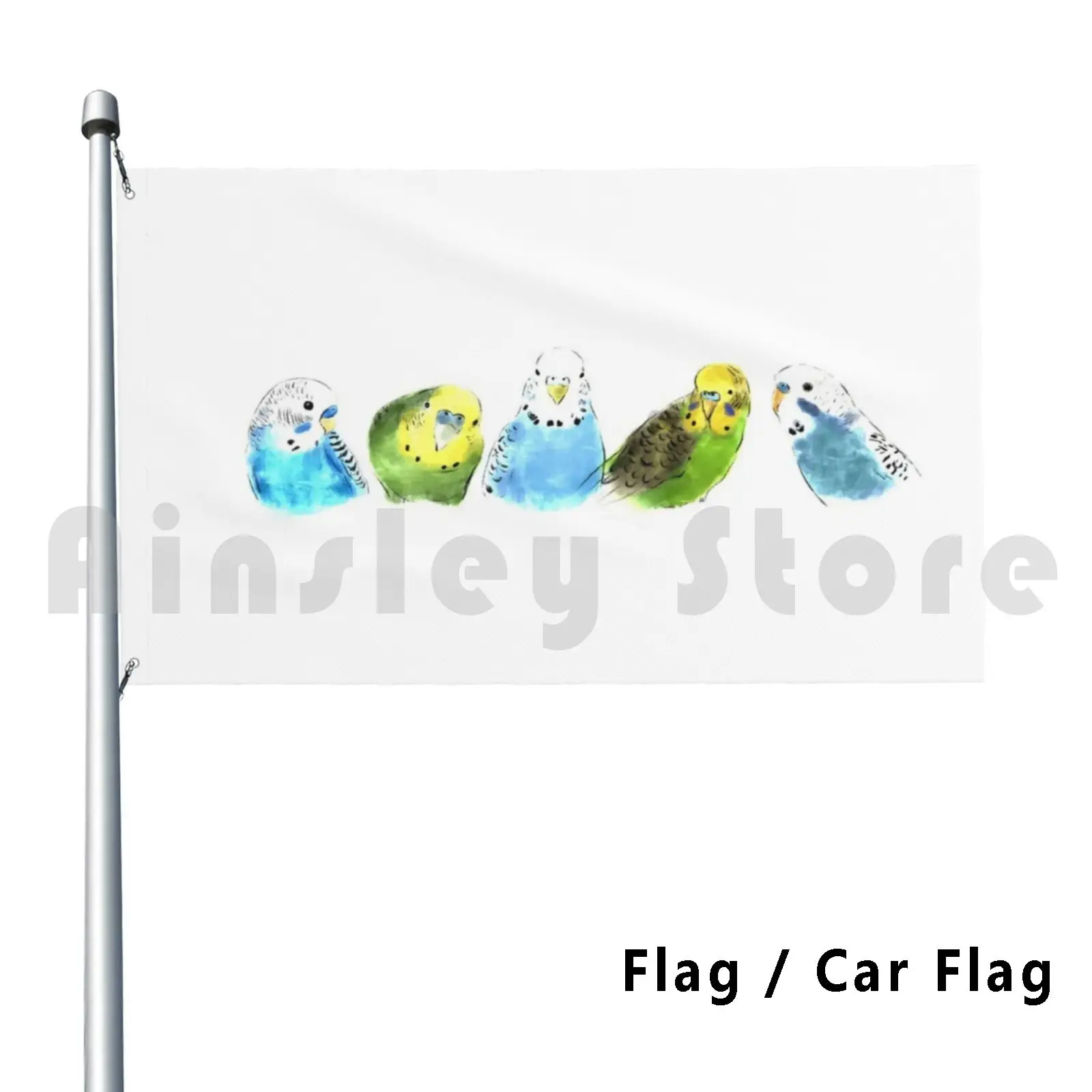 Budgie Flag Car Flag Funny Wellensittich Papagei Sittich Bird Parrot Loro Parakeet Budgerigar Budgie