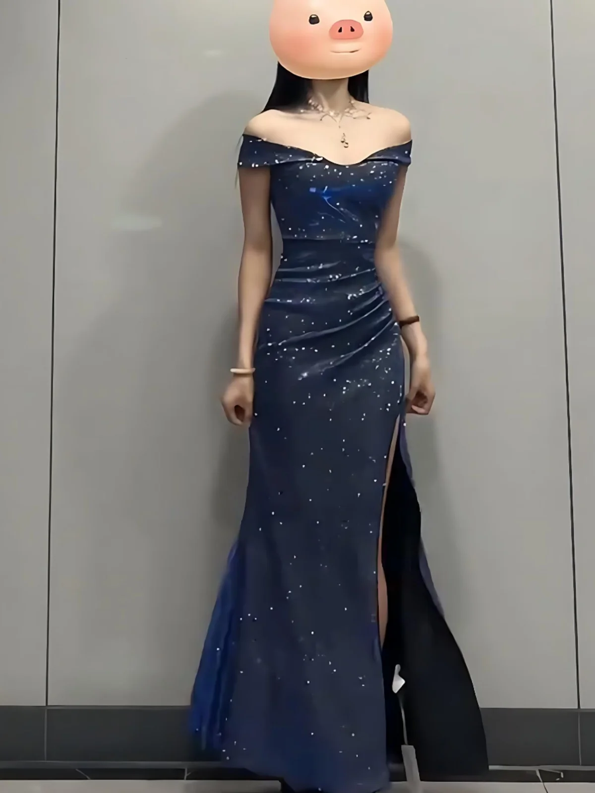 Vestido de noite sexy sem alças com fenda, modelo Wiwi Starry , vestido longo de um ombro só, cintura alta, até o chão, pa...