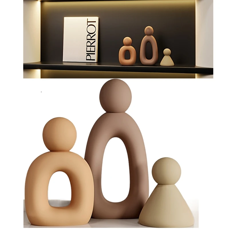 

3PCS Abstract Family Figurines - Modern Minimalist Collectible Statue Set For Home Office Decor, Housewarming Gift