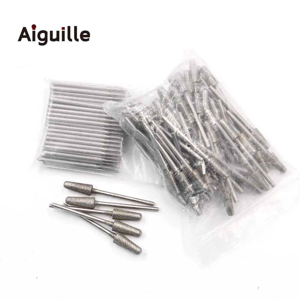 100pcs B type shank 2.35mm Diamond Grinding Burr Teeth Grinding Bits Jade Stone Grinding Point Jade stone Peeling Polishing Bits