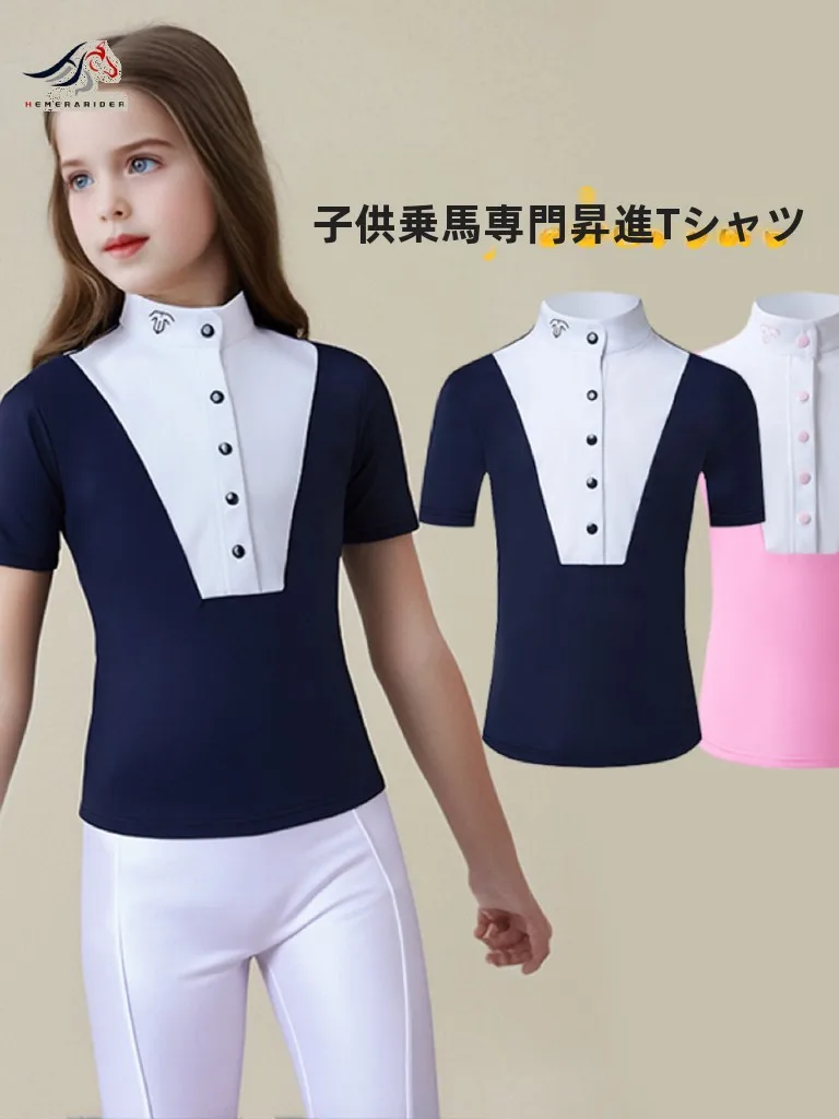 t-shirt-d'ete-a-manches-courtes-pour-enfants-uniforme-d'equitation-respirant-a-sechage-rapide-costume-de-chevalier-equipement-de-sport-et-de-fitness